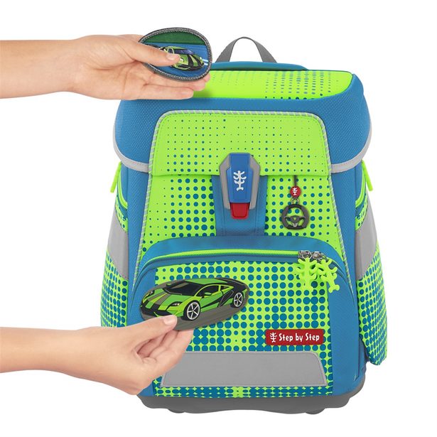 Školní aktovka Step by Step SPACE NEON, Race Car Chuck - 5 dílný set, AGR certifikát