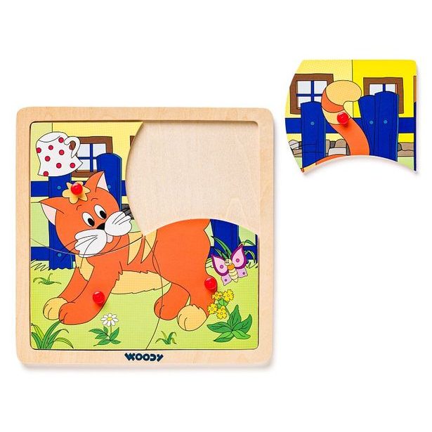 Displ.12ks - Puzzle ze 4 dílů "Mašinka", 4 motivy