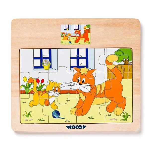 Disple. 12ks - Puzzle na doske "Mašinka" - zvieratá s mláďatami