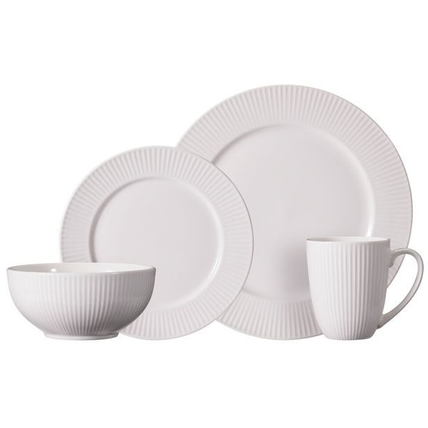 H & S COLLECTION Jídelní sada porcelán 16 ks bílá KO-Q04000320