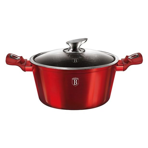 BERLINGERHAUS Kastrol s mramorovým povrchem a poklicí 20 cm Burgundy Metallic Line BH-1256
