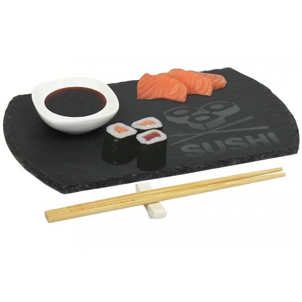 EXCELLENT HOUSEWARE Sushi set porcelán/břidlice/bambus sada 4ks KO-210000220