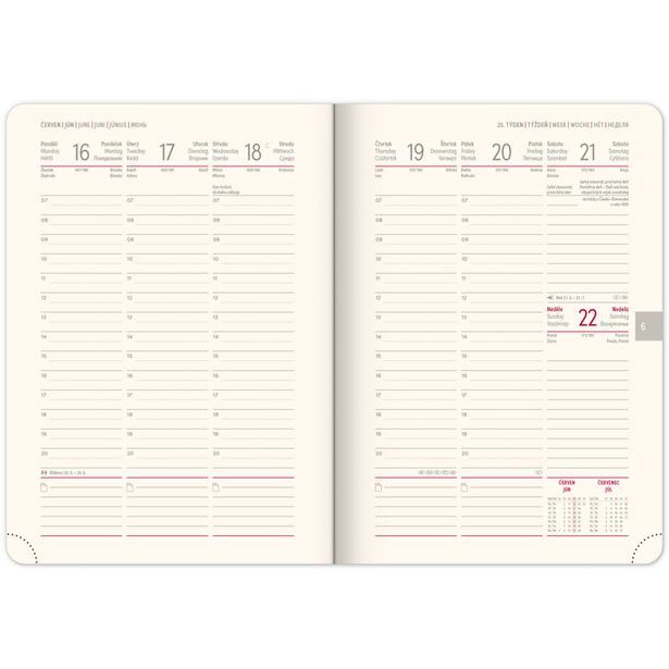 Týdenní diář Vivella Top 2025, oranžový, 15 × 21 cm