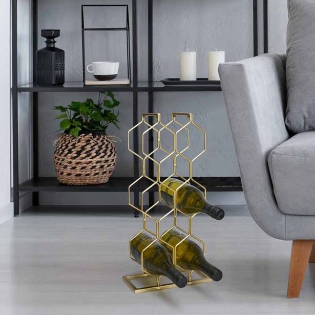 EXCELLENT HOUSEWARE Stojan na víno kovový 8 lahví zlatá KO-C37880420