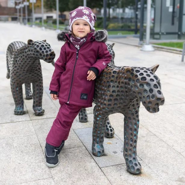 ESITO Dívčí zimní softshellový kabát s beránkem Fuchsie - fuchsie / 86
