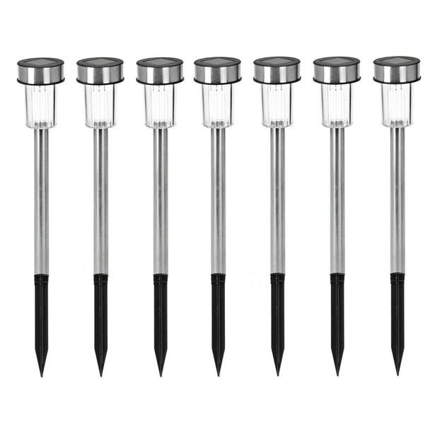 PROGARDEN Zahradní solární lampa se zápichem sada 7 ks nerez KO-DX9301020