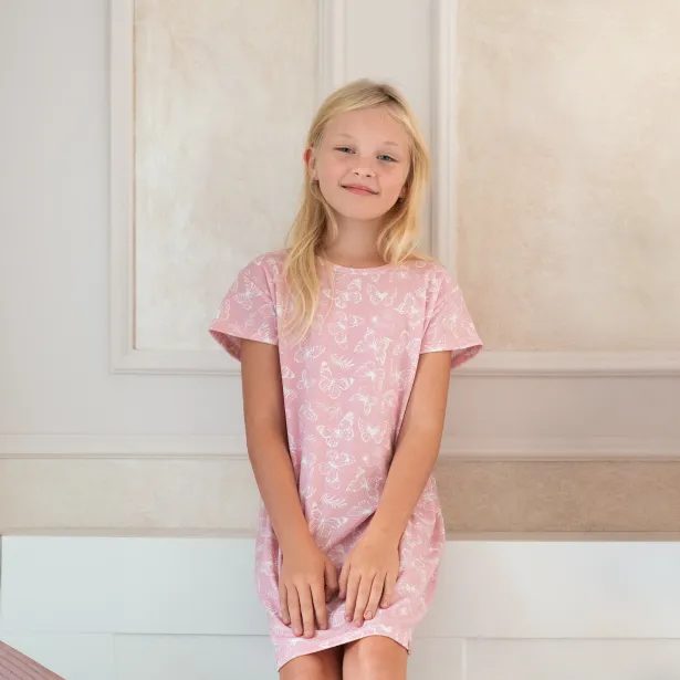 ESITO Dívčí noční košile Motýlek - růžová