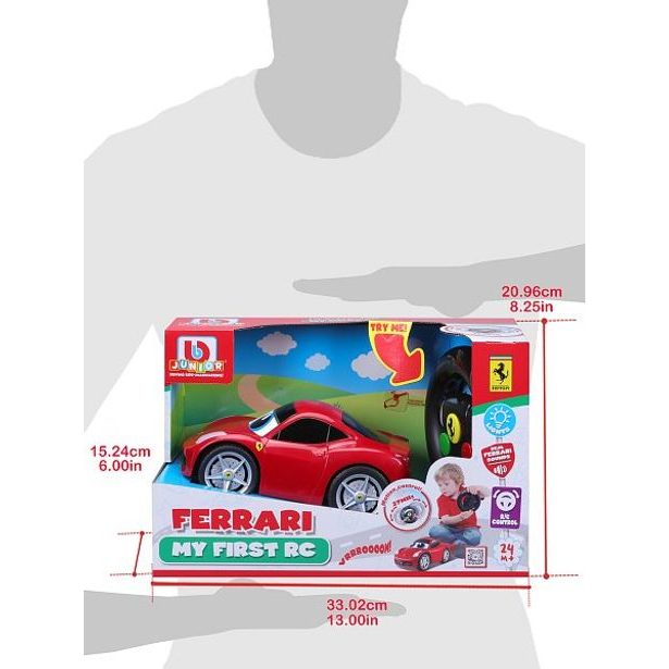 Maisto - BJUNIOR BB Junior RC - Ferrari 458 Italia se světly a zvuky, dálkový ovladač volant, červená, 27MHz