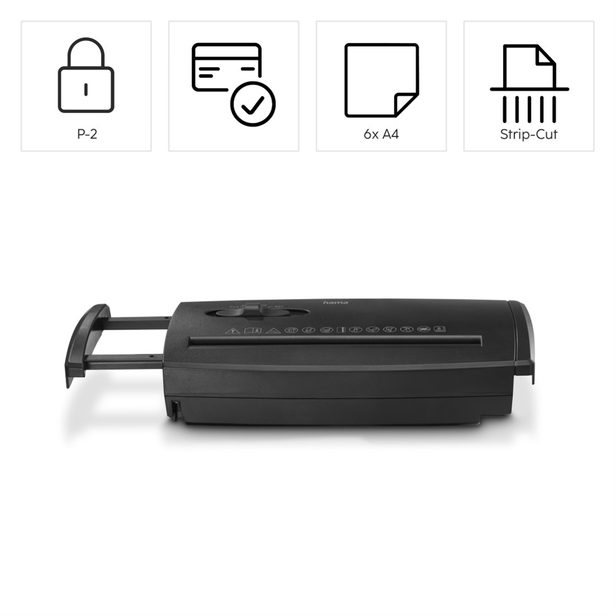 Hama Classic S60, skartovačka, přímý řez, 6 listů, bezpečnostní úroveň P2 T2 E2