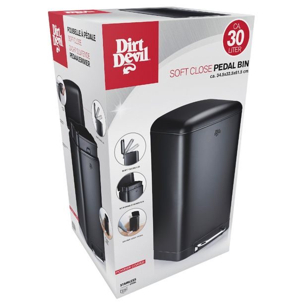 DIRT-DEVIL Odpadkový koš nášlapný 30 l tiché zavírání černá ED-249506