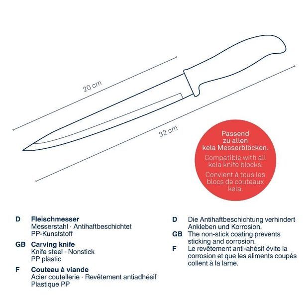 KELA Nůž na maso Acida nerez černý 32,0cm KL-11404