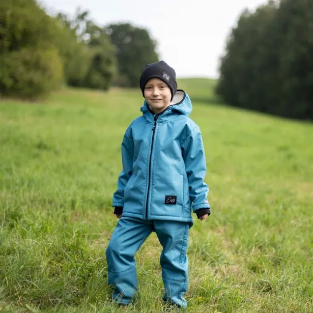 ESITO Dětská zimní softshellová bunda s beránkem Petrol - petrolejová