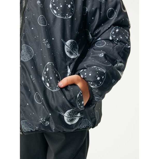 Unuo Dětská oboustranná bunda Duo, Kobaltová, Planety