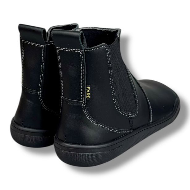 FARE MID-WIDE CHELSEA – dívčí/dámské barefoot kotníkové boty z kůže černé
