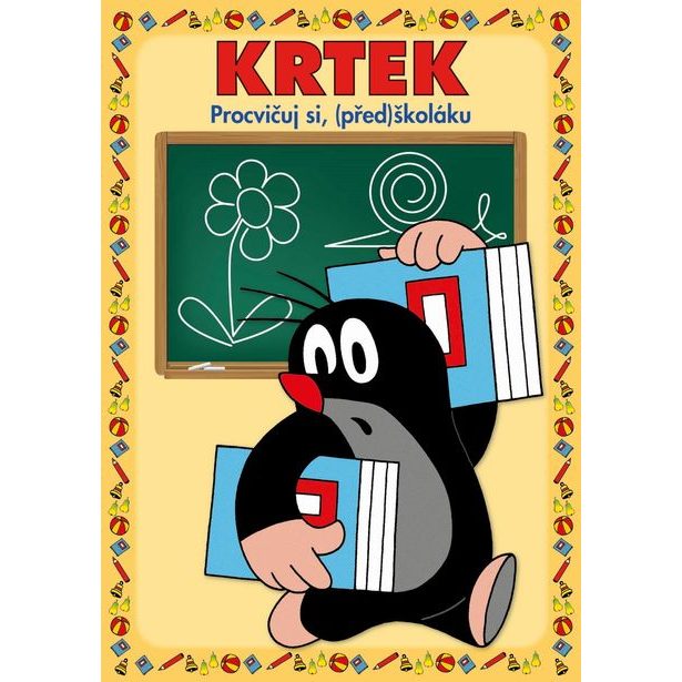 Stíratelný sešit "Procvičuj si (před)školáku" + stíratelný popisovač- Krtek
