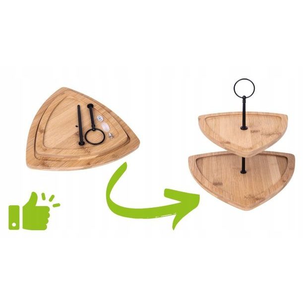 EXCELLENT HOUSEWARE Etažér dřevěný 2 patra trojúhelník 23,5 cm KO-170490960troj