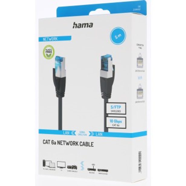 Hama síťový kabel Cat6a S/FTP RJ45 5 m, stíněný, 10 Gb/s