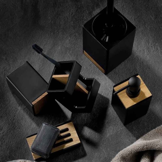 KELA WC sada Cube polyresin černá KL-23690