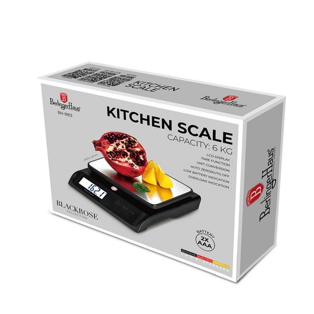BERLINGERHAUS Kuchyňská váha digitální 6 kg Black Rose Collection BH-9913