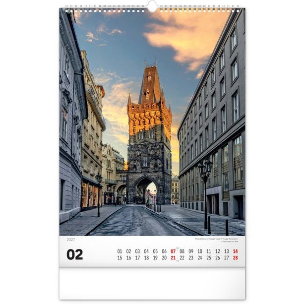 NOTIQUE Nástěnný kalendář Praha 2027, 33 x 46 cm
