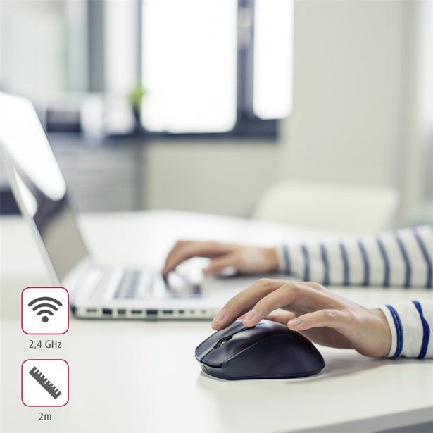 Hama bezdrátová optická myš pro leváky Riano, černá