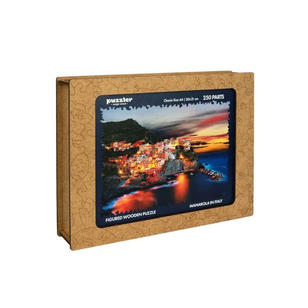 DŘEVĚNÉ BAREVNÉ PUZZLE - Manarola v Itálii