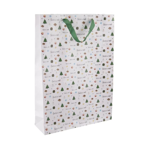 Dárková taška Šťastné a veselé 32,5x10x45,5 cm