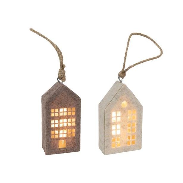 HIT DEKORACE VÁNOČNÍ ZÁVĚSNÁ,DOMEČEK PLST LED 14,5 CM