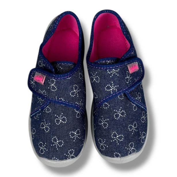 Dívčí domácí obuv Befado - modré, mašličky