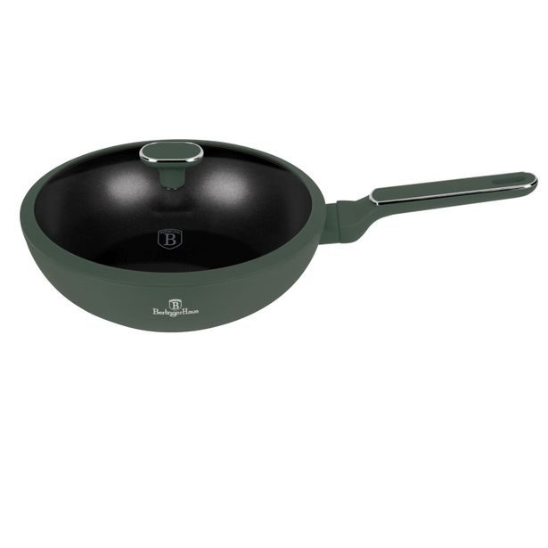BERLINGERHAUS Pánev wok s poklicí a titanovým povrchem 28 cm Matte Green Collection BH-8159