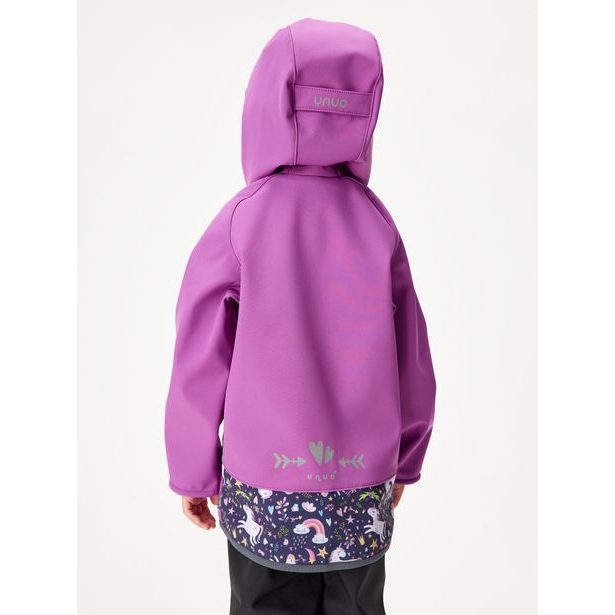 Unuo, Softshellová bunda s fleecem, Ostružinová, Jednorožci ( Unuo softshell jacket printed)