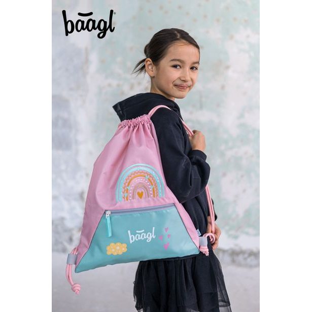BAAGL SET 5 Zippy Duha růžový: aktovka, penál, sáček, zástěra, peněženka