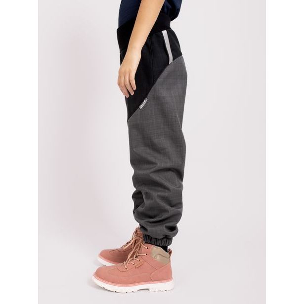 Unuo, Dětské softshellové oteplovačky se sherpou Light, Šedá Žíhaná, Černá Źíhaná