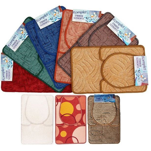 soupr. 3dílná (předložka koup.+WC, WC pokr.) koberc.textil, MIX