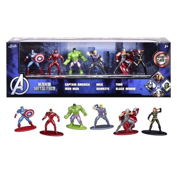Marvel Avengers Kovové sběratelské nanofigurky 1,65", sada 6 ks