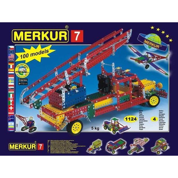 Merkur 7 stavebnice, 1124 dílů, 100 modelů