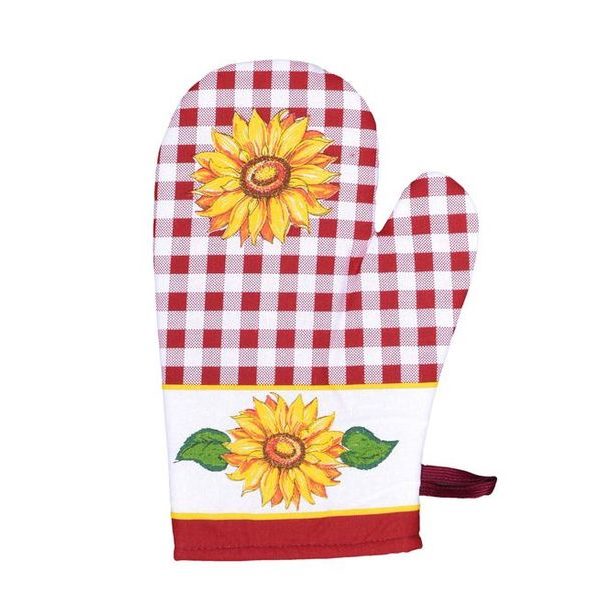 chňapka 28x18cm, SLUNEČNICE červená, BA, magn., poutko, podš.