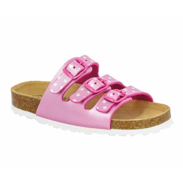 Dívčí pantofle LICO BIOLINE STAR pink/silber 560062 – korkové, anatomické