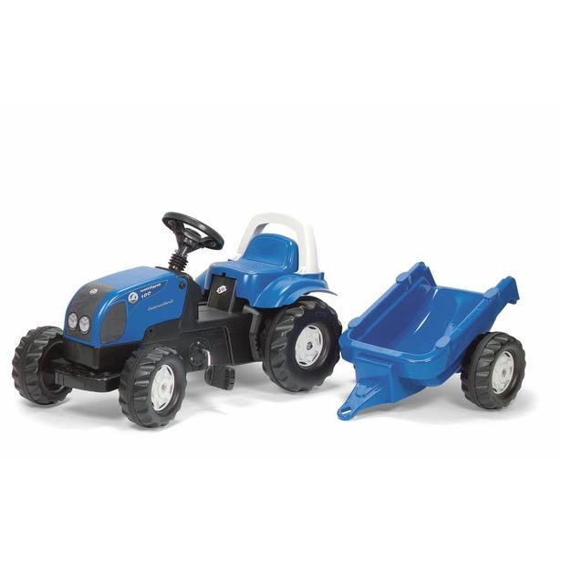 Šlapací traktor Rolly Kid Landini modrý s vlekem