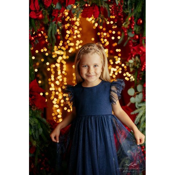 Dívčí slavnostní šaty tm.modré tyl