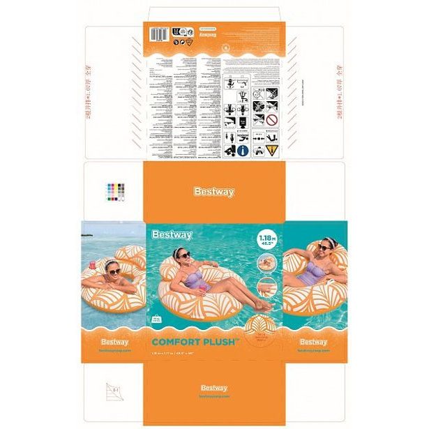 Bestway Nafukovací kruh Comfort Plush Deluxe, 118x117 cm