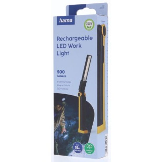Hama W500-C, pracovní LED světlo, nabíjecí, IP44, magnetické, vyklápěcí hák, 6 režimů