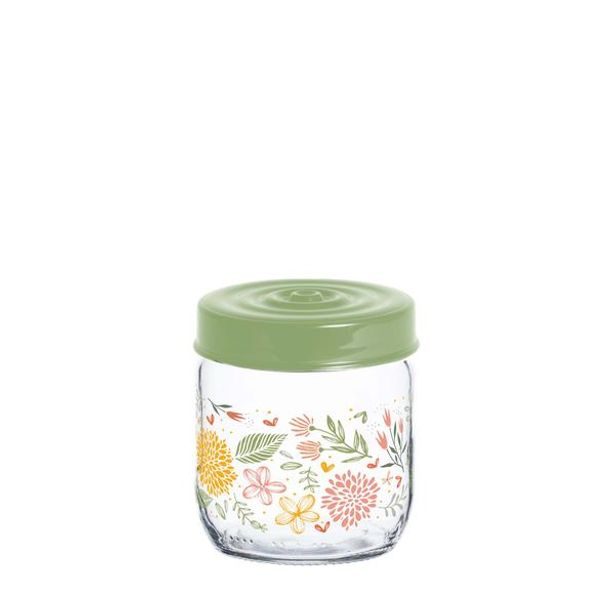 TORO DÓZA S VÍČKEM DEKOR BOTANICA 425 ML, SKLO/PLAST