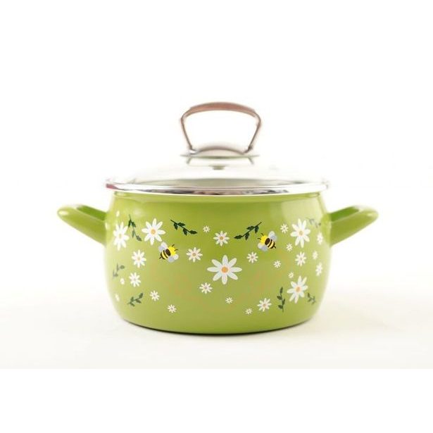 hrnec+PO sklo d18 (3,30l) VČELKA, zelený smalt