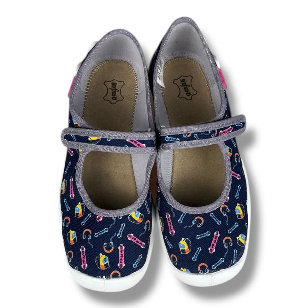 Dívčí balerínky, domácí obuv Befado - modré, Skate