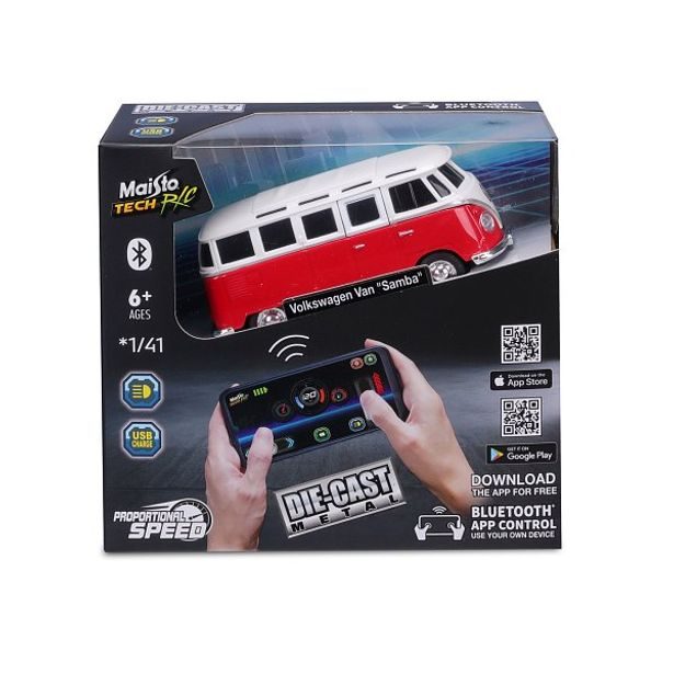 Maisto Maisto RC - DIE-CAST METAL se světly, Volkswagen Van Samba, 1:41, 2,4GHz, USB, XTR, Bluetooth 5.0