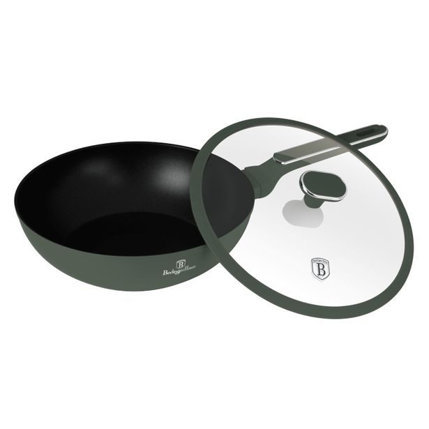 BERLINGERHAUS Pánev wok s poklicí a titanovým povrchem 28 cm Matte Green Collection BH-8159