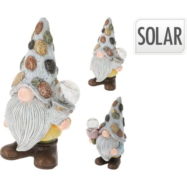PROGARDEN Zahradní dekorace trpaslík a solární lampa 33,5 cm květináč KO-795420360kvet