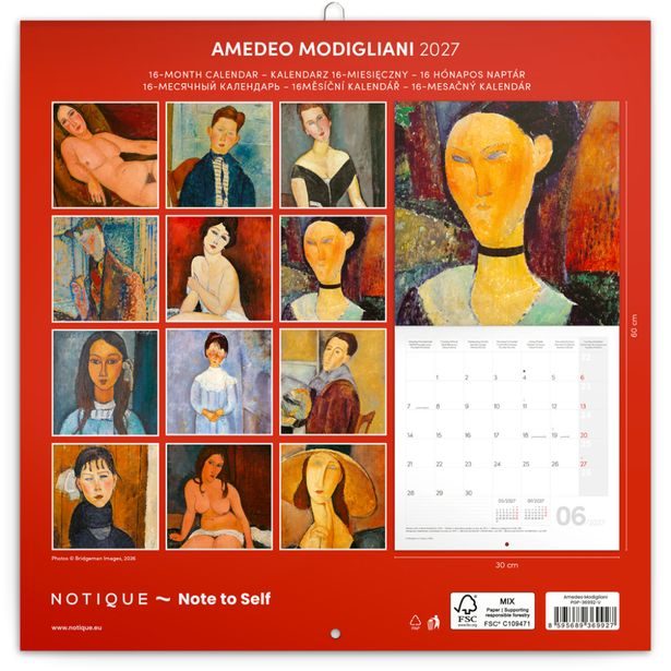 NOTIQUE Poznámkový kalendář Amedeo Modigliani 2027, 30 x 30 cm