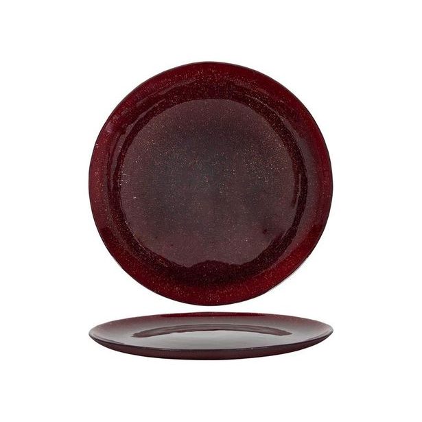 HIT TALÍŘ LESKLÝ ČERVENÝ S GLITRY, SKLO D21X1,5CM